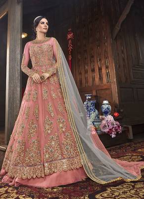 Pink Embroidered Semi Stitched Salwar With Dupatta 2