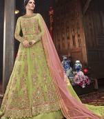 Yellow Embroidered Semi Stitched Salwar With Dupatta