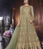 Green Embroidered Semi Stitched Salwar With Dupatta