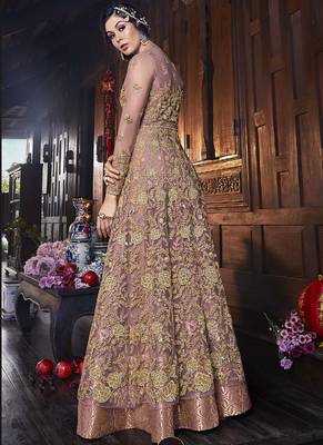 Purple Embroidered Semi Stitched Salwar With Dupatta 2