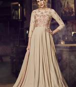 Beige Embroidered Stitched Salwar With Dupatta