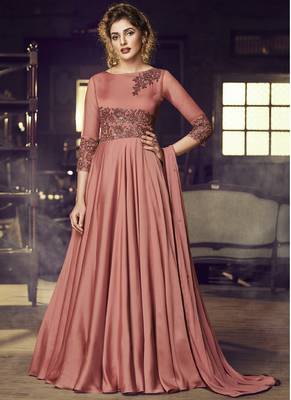 Peach Embroidered Stitched Salwar With Dupatta 1