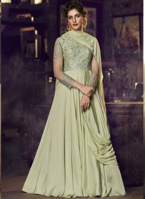 Green Embroidered Stitched Salwar With Dupatta 1