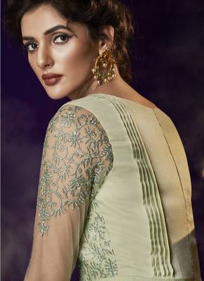 Green Embroidered Stitched Salwar With Dupatta 3