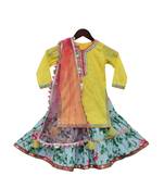 Bright Yellow Kurti with Printed Sharara