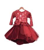 Maroon Sequence High Low Frock