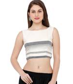 Women's Off White & Black Casual Readymade Saree Blouse