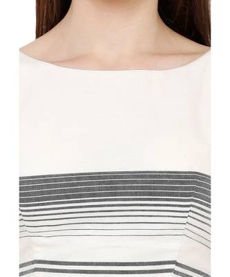 Women's Off White & Black Casual Readymade Saree Blouse 4