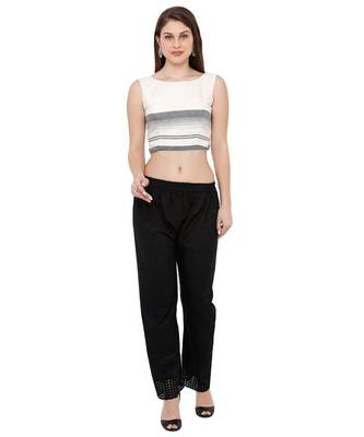 Women's Off White & Black Casual Readymade Saree Blouse 5