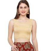 Women's Gold Yoke Net Stretchable Back Zip Readymade Saree Blouse