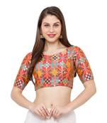 Women's Multicolour Brocked Party Wear Readymade Saree Blouse