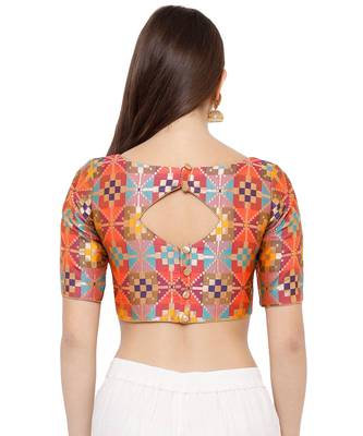 Women's Multicolour Brocked Party Wear Readymade Saree Blouse 2