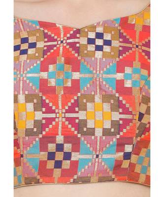 Women's Multicolour Brocked Party Wear Readymade Saree Blouse 4