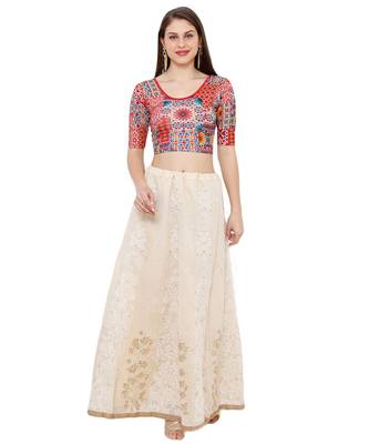 Women's Red Multi Stretchable Kalmkari Casual Readymade Saree Blouse 5