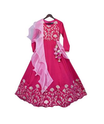 Hot Pink Gota Anarkali 1