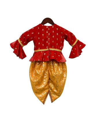 Coral Peplum Top with Dhoti 2