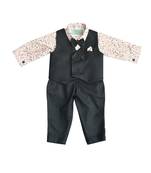 Black Waist Coat with Peach Printed Shirt and Black Pant