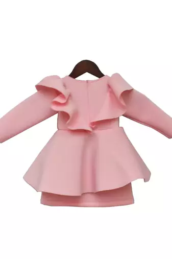 Baby Pink Lycra Dress For Girls