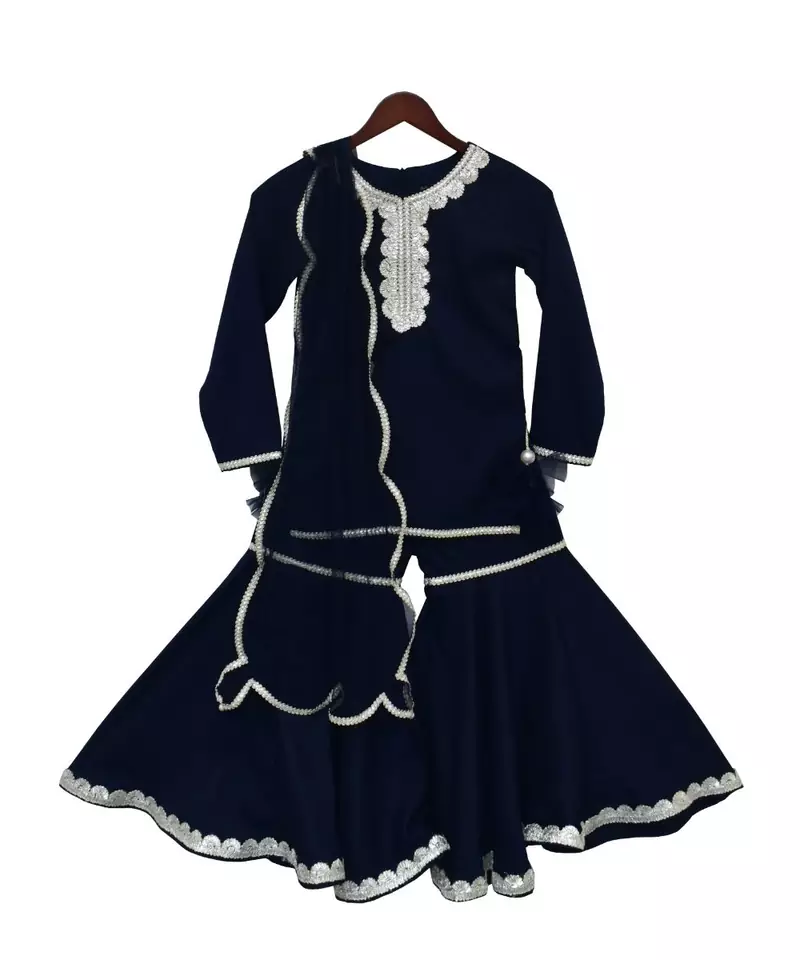 Dark Blue Kurti with Sharara