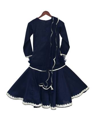 Dark Blue Silk Sharara Set For Girls 2
