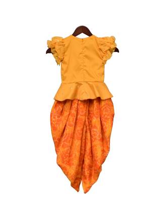 Yellow Chanderi Boti Peplum Top with Dhoti 2