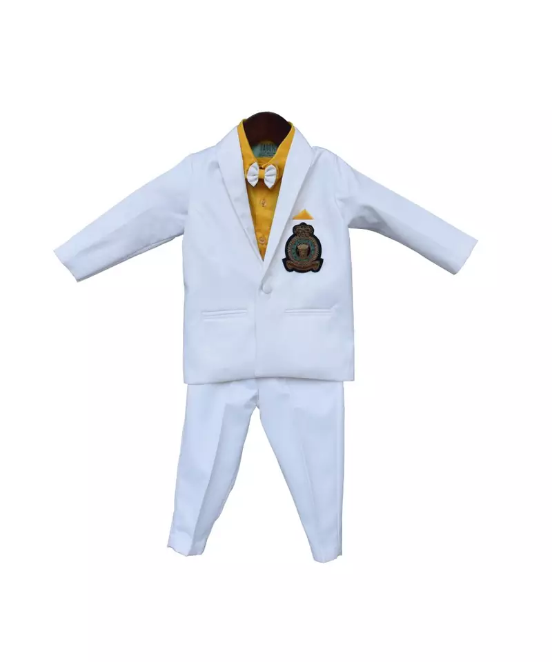 White Coat Set with Yellow Shirt