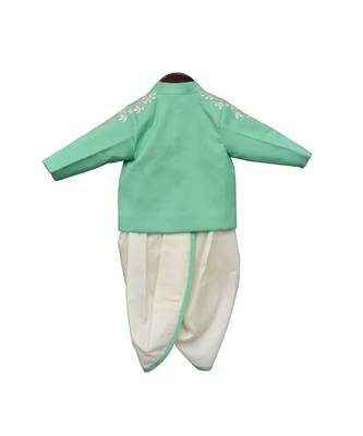 Sea Green Achkan With Dhoti For Boys 2