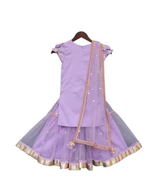 Purple Embroidered Sharara Set For Girls 2