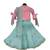 Pink Top with Blue Printed Lehenga Saree