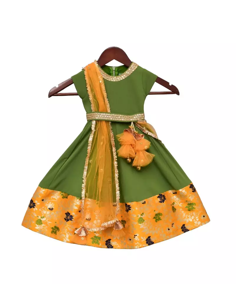 Mehandi Green Georgette Anarkali
