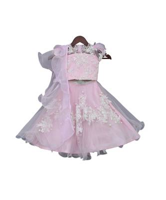 Pastel Pink Embroidery Choli with Lehenga 1