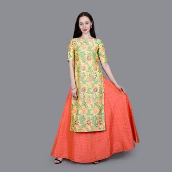 Off White Jaquard High Slit Kurta 1