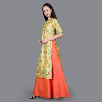 Off White Jaquard High Slit Kurta 2
