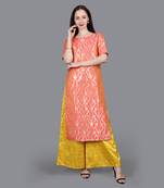 Pink Brocade High Slit Kurta 