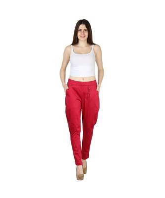 red plain cotton jegging 1