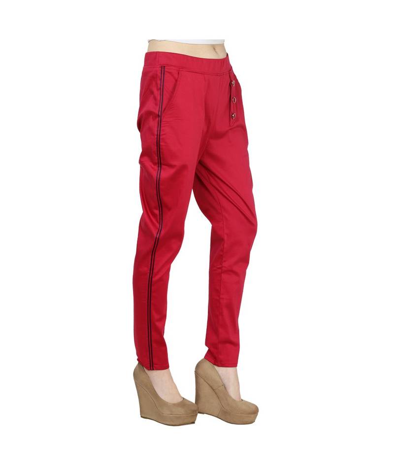 red plain cotton jegging