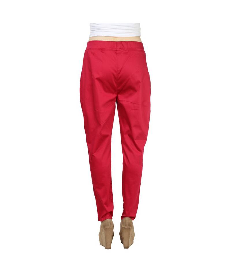 red plain cotton jegging