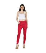 red plain cotton jegging