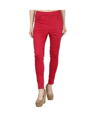 red plain cotton jegging 2