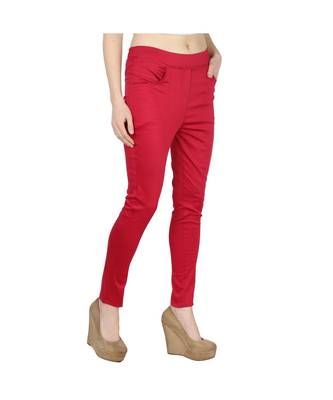 red plain cotton jegging 3