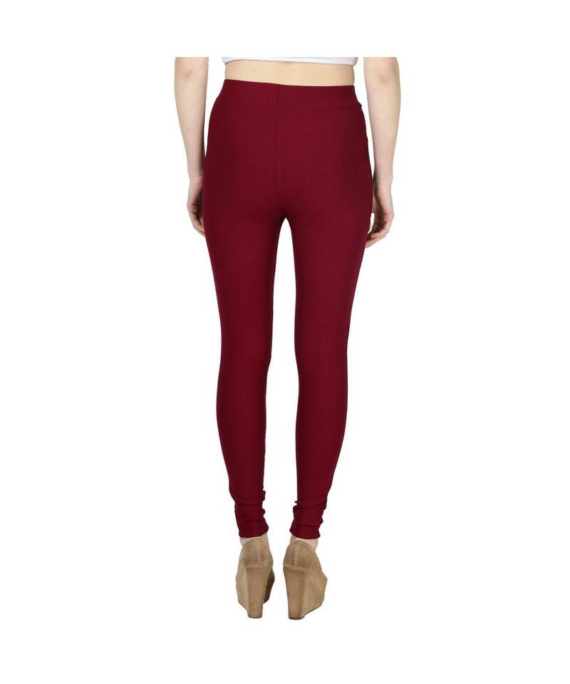 maroon plain cotton jegging