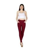 maroon plain cotton jegging