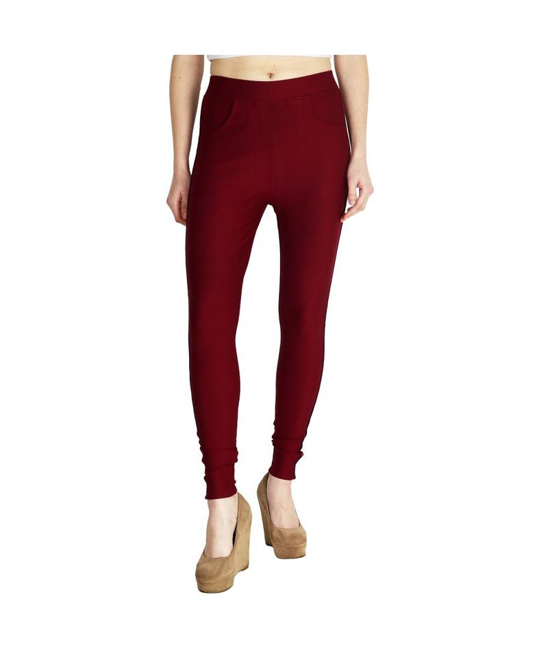 maroon plain cotton jegging