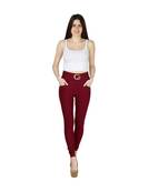 maroon plain cotton jegging