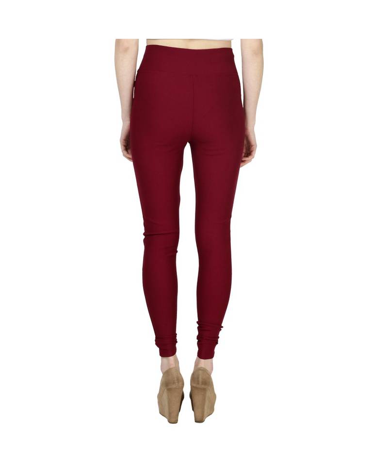 maroon plain cotton jegging