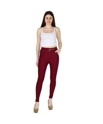 maroon plain cotton jegging 1