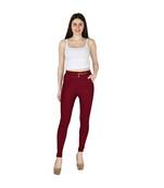 maroon plain cotton jegging