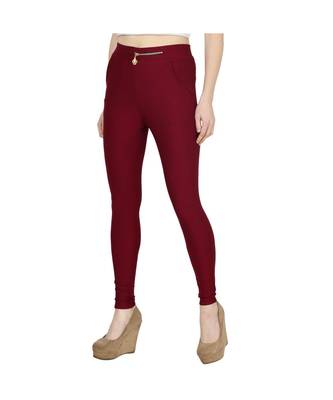 maroon plain cotton jegging 4