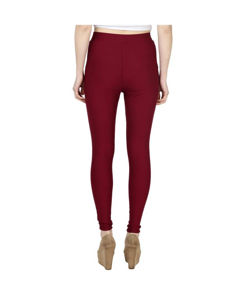maroon plain cotton jegging