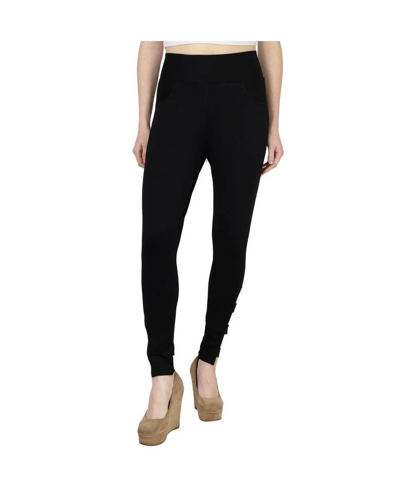black plain cotton jegging